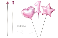 Watercolor balloon numbers clipart. Pink 0-9 balloon digits Product Image 3