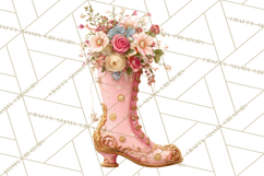 Rococo Christmas Clipart PNG, Pink and Gold Holiday Decor Product Image 2