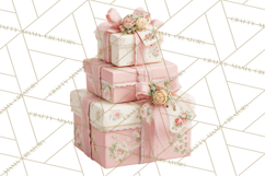 Rococo Christmas Clipart PNG, Pink and Gold Holiday Decor Product Image 3