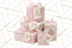 Rococo Christmas Clipart PNG, Pink and Gold Holiday Decor Product Image 4