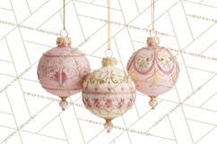 Rococo Christmas Clipart PNG, Pink and Gold Holiday Decor Product Image 2