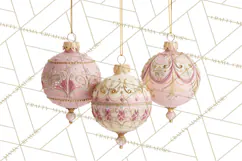 Rococo Christmas Clipart PNG, Pink and Gold Holiday Decor Product Image 2