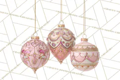Rococo Christmas Clipart PNG, Pink and Gold Holiday Decor Product Image 3