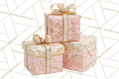 Rococo Christmas Clipart PNG, Pink and Gold Holiday Decor Product Image 4