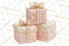 Rococo Christmas Clipart PNG, Pink and Gold Holiday Decor Product Image 4