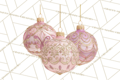 Rococo Christmas Clipart PNG, Pink and Gold Holiday Decor Product Image 5