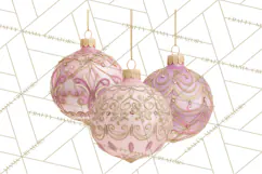 Rococo Christmas Clipart PNG, Pink and Gold Holiday Decor Product Image 5