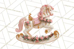 Rococo Christmas Clipart PNG, Pink and Gold Holiday Decor Product Image 2