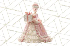 Rococo Christmas Clipart PNG, Pink and Gold Holiday Decor Product Image 3
