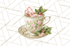 Rococo Christmas Clipart PNG, Pink and Gold Holiday Decor Product Image 2