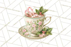Rococo Christmas Clipart PNG, Pink and Gold Holiday Decor Product Image 2