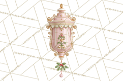 Rococo Christmas Clipart PNG, Pink and Gold Holiday Decor Product Image 5