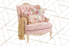 Rococo Christmas Clipart PNG, Pink and Gold Holiday Decor Product Image 4