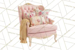 Rococo Christmas Clipart PNG, Pink and Gold Holiday Decor Product Image 4