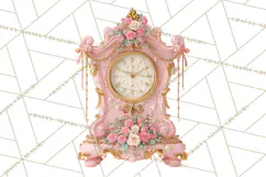 Rococo Christmas Clipart PNG, Pink and Gold Holiday Decor Product Image 5