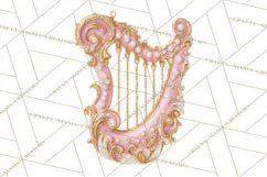 Rococo Christmas Clipart PNG, Pink and Gold Holiday Decor Product Image 3