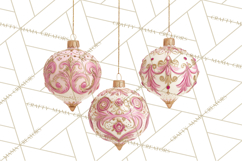 Rococo Christmas Clipart PNG, Pink and Gold Holiday Decor Product Image 3