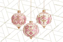 Rococo Christmas Clipart PNG, Pink and Gold Holiday Decor Product Image 3