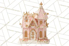 Rococo Christmas Clipart PNG, Pink and Gold Holiday Decor Product Image 2