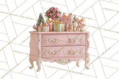 Rococo Christmas Clipart PNG, Pink and Gold Holiday Decor Product Image 3