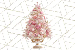 Rococo Christmas Clipart PNG, Pink and Gold Holiday Decor Product Image 4