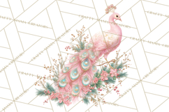 Rococo Christmas Clipart PNG, Pink and Gold Holiday Decor Product Image 4