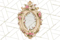 Rococo Christmas Clipart PNG, Pink and Gold Holiday Decor Product Image 5