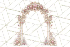 Rococo Christmas Clipart PNG, Pink and Gold Holiday Decor Product Image 3