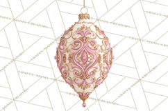 Rococo Christmas Clipart PNG, Pink and Gold Holiday Decor Product Image 4