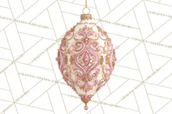 Rococo Christmas Clipart PNG, Pink and Gold Holiday Decor Product Image 4
