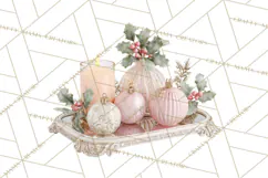 Rococo Christmas Clipart PNG, Pink and Gold Holiday Decor Product Image 2