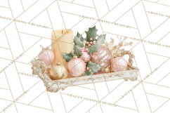 Rococo Christmas Clipart PNG, Pink and Gold Holiday Decor Product Image 3