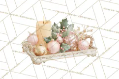 Rococo Christmas Clipart PNG, Pink and Gold Holiday Decor Product Image 3