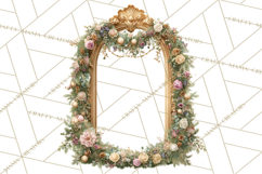 Rococo Christmas Clipart PNG, Pink and Gold Holiday Decor Product Image 4