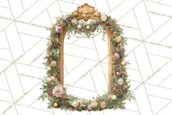 Rococo Christmas Clipart PNG, Pink and Gold Holiday Decor Product Image 4