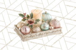 Rococo Christmas Clipart PNG, Pink and Gold Holiday Decor Product Image 5