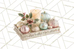 Rococo Christmas Clipart PNG, Pink and Gold Holiday Decor Product Image 5