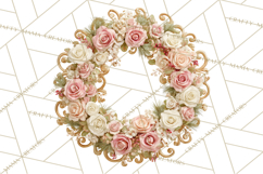Rococo Christmas Clipart PNG, Pink and Gold Holiday Decor Product Image 2