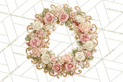 Rococo Christmas Clipart PNG, Pink and Gold Holiday Decor Product Image 2