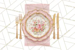 Rococo Christmas Clipart PNG, Pink and Gold Holiday Decor Product Image 3