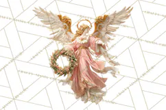 Rococo Christmas Clipart PNG, Pink and Gold Holiday Decor Product Image 5