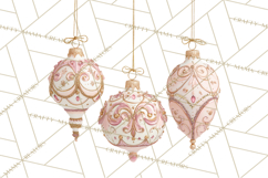 Rococo Christmas Clipart PNG, Pink and Gold Holiday Decor Product Image 5