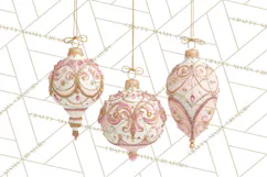 Rococo Christmas Clipart PNG, Pink and Gold Holiday Decor Product Image 5