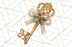 Rococo Christmas Clipart PNG, Pink and Gold Holiday Decor Product Image 4