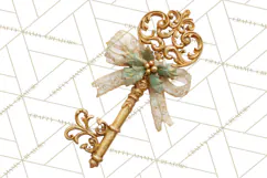 Rococo Christmas Clipart PNG, Pink and Gold Holiday Decor Product Image 4