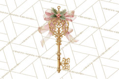 Rococo Christmas Clipart PNG, Pink and Gold Holiday Decor Product Image 5