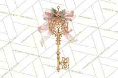 Rococo Christmas Clipart PNG, Pink and Gold Holiday Decor Product Image 5