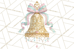 Rococo Christmas Clipart PNG, Pink and Gold Holiday Decor Product Image 2