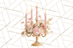 Rococo Christmas Clipart PNG, Pink and Gold Holiday Decor Product Image 3