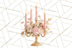Rococo Christmas Clipart PNG, Pink and Gold Holiday Decor Product Image 3